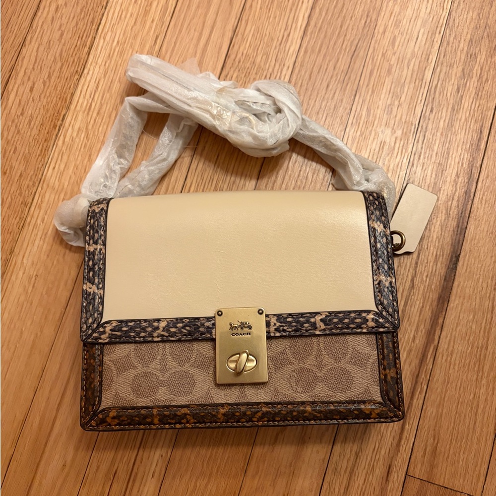 Coach Cream and Tan Crossbody Bag